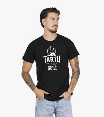 Tartu Ülikool fänni t-särk, must, unisex ja laste