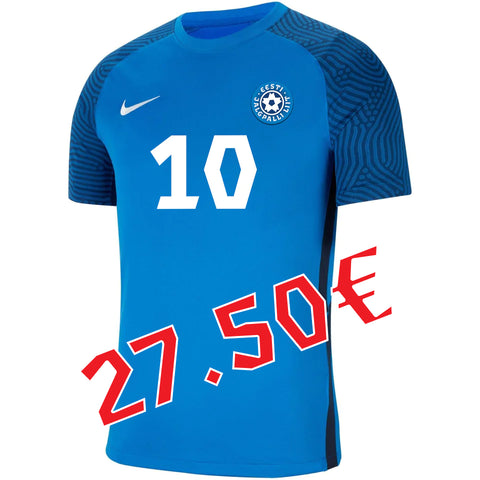 Eesti jalgpallikoondise sinine mängusärk (soovi korral nime ja numbriga)
